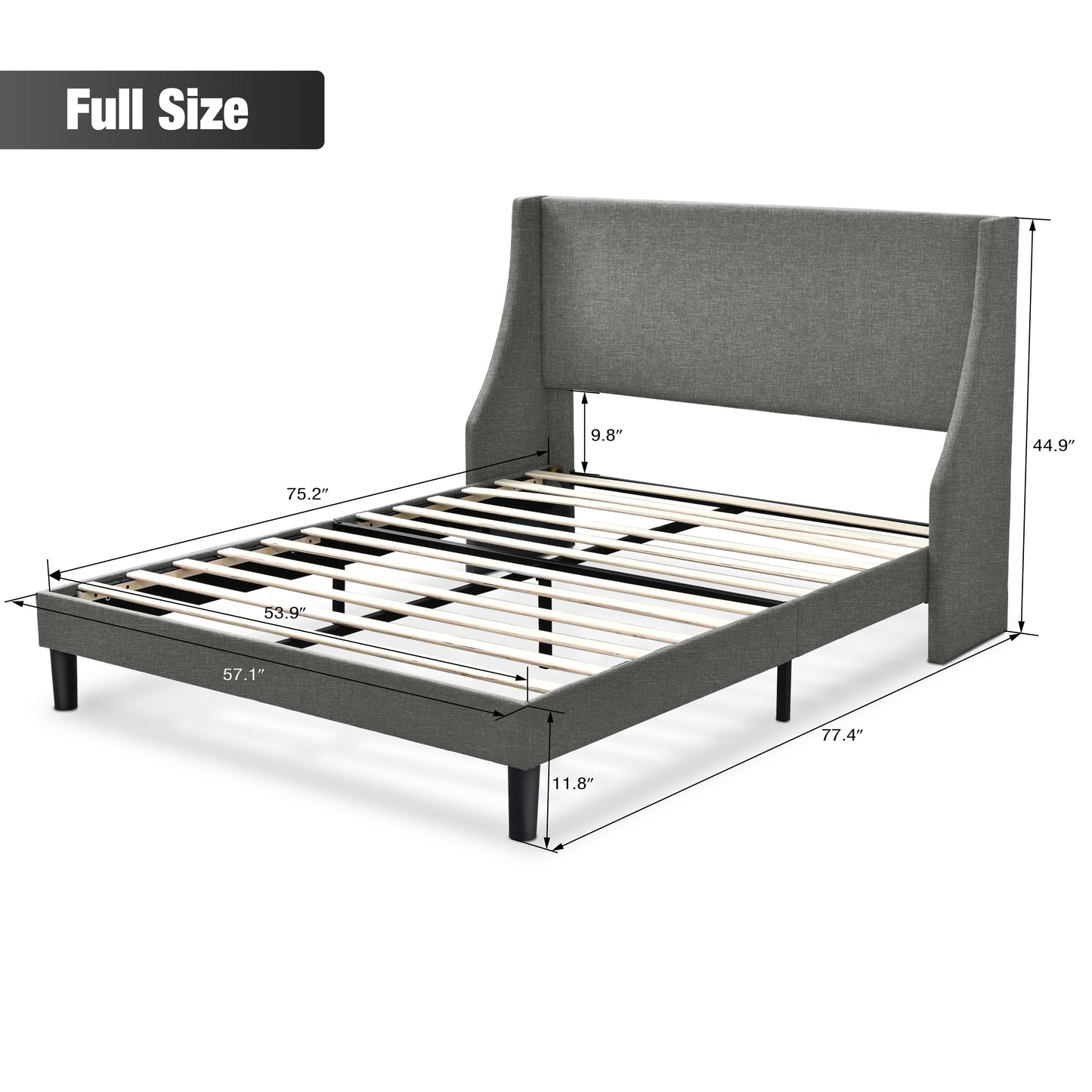 Modern Upholstered Bed with Deluxe Wingback
