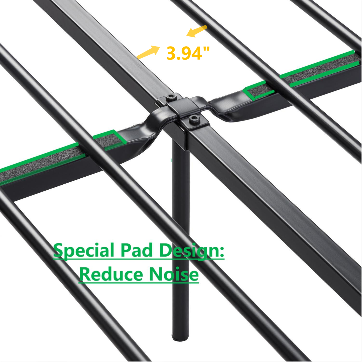 Metal Bed Frame with Headboard, Strong Steel Slats Support