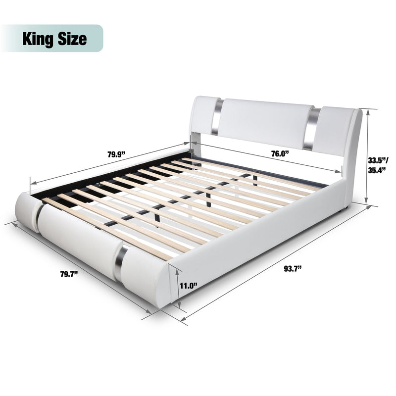 Upholstered Modern Bed with Iron Pieces Decor and Adjustable Headboard